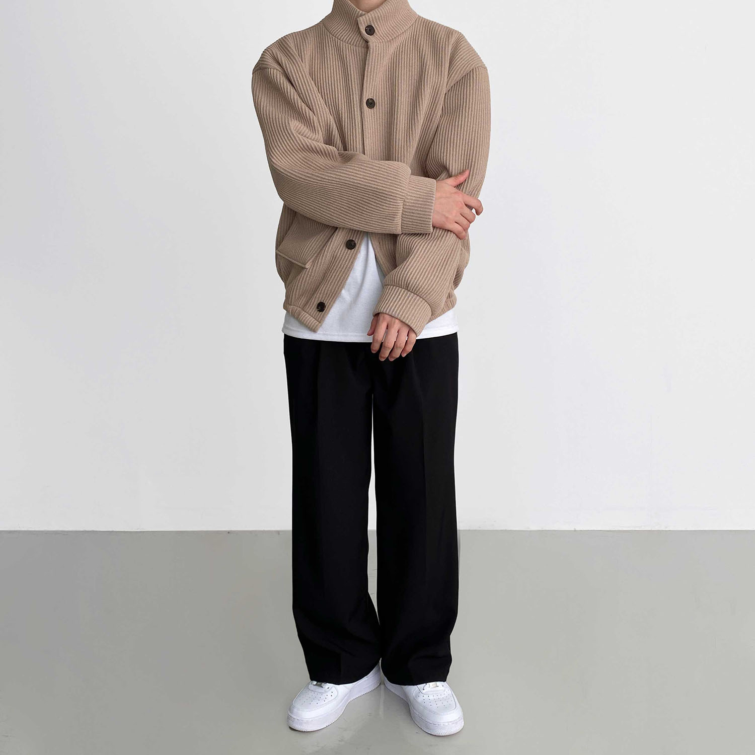 남자오버핏가디건 합포 플리츠 가디건 이미지 3