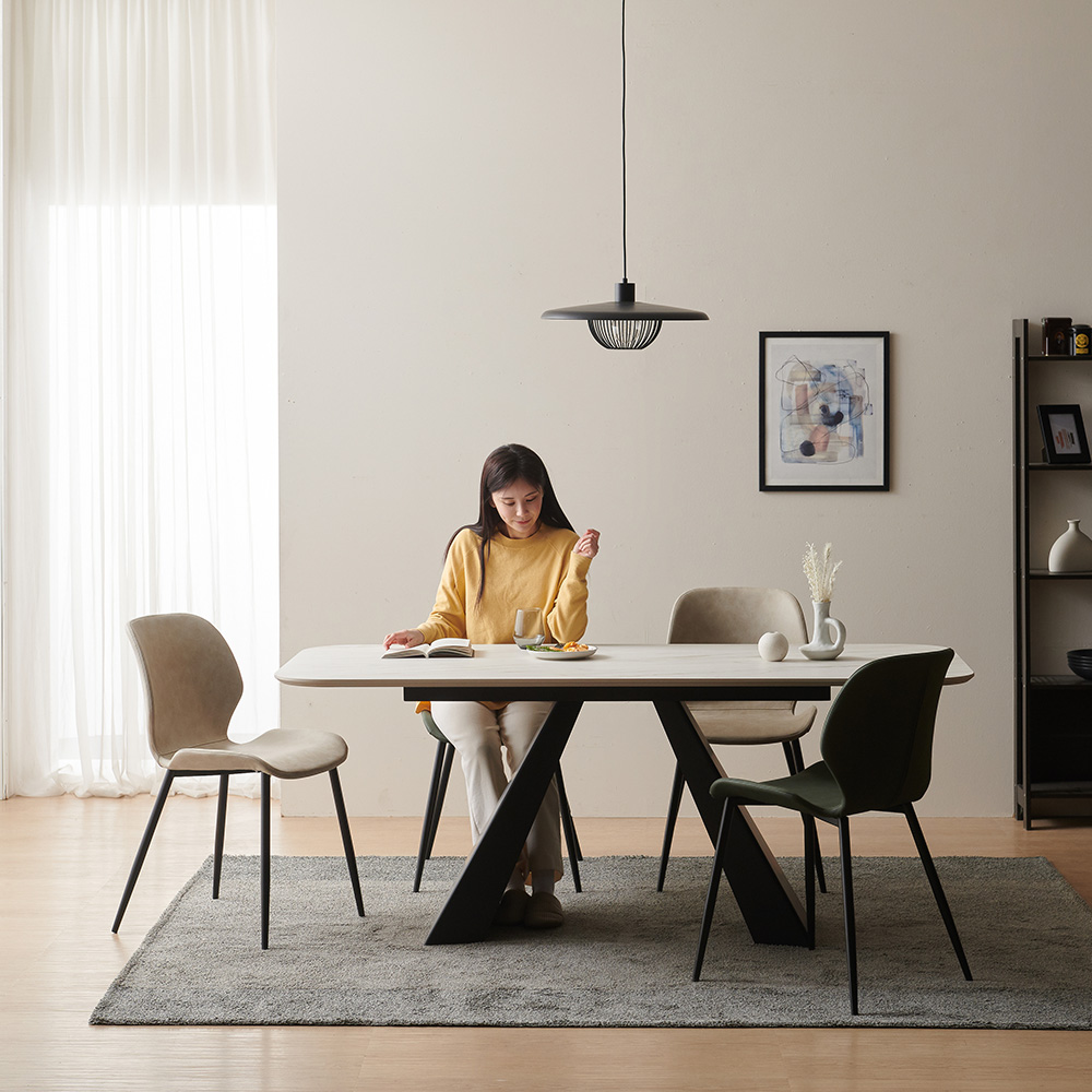 말론 6인용 24T 포세린 세라믹 식탁 세트 1600 (의자4)