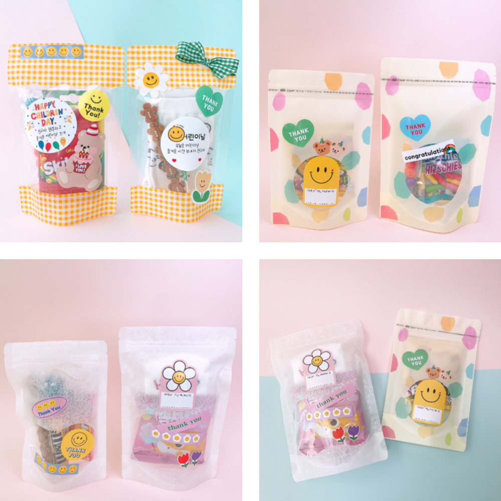 구디백 포장 지퍼백 답례품 어린이집 빼빼로 선물 양말 간식 봉투 노랑체크s 이미지 2