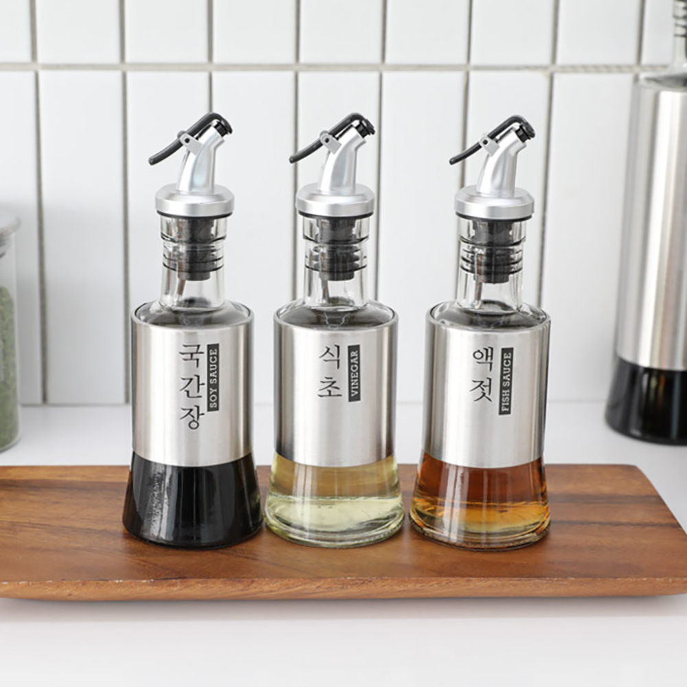 원터치 밀폐 유리 오일병 소스병 소 200ml