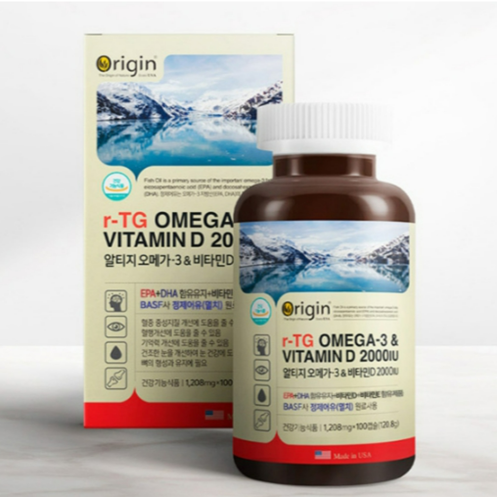 오리진 알티지 오메가3 앤 비타민D 2000IU 1208mg x 100캡슐