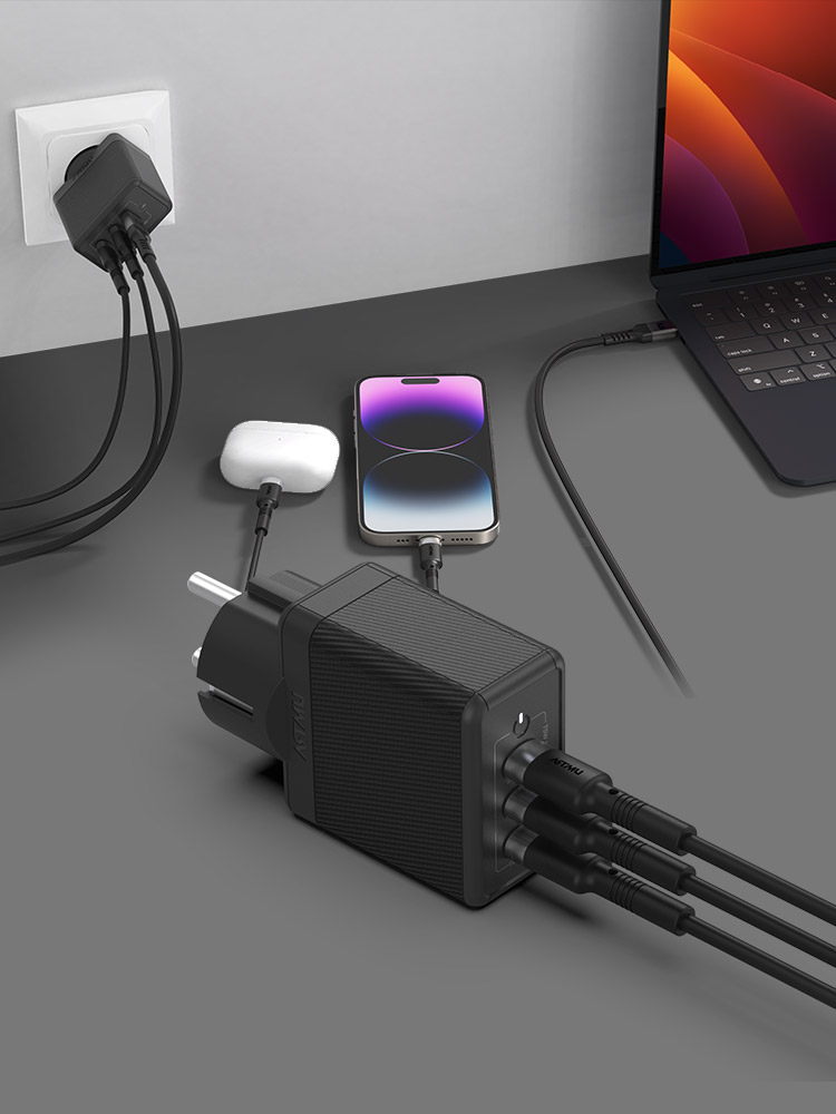 USB PD 75W PPS GaN 접지 멀티 초고속 충전기 GE920 블랙 - 상세 이미지 2