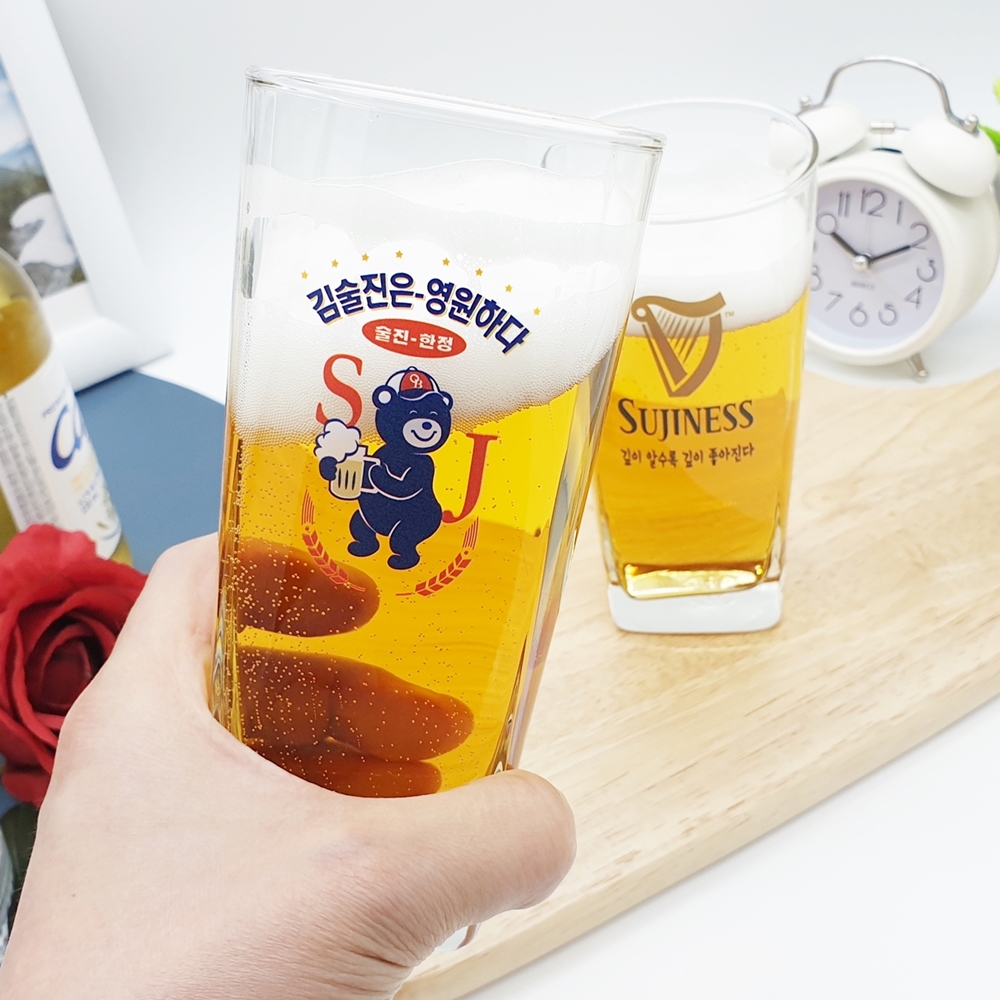 인생술잔 사각 맥주컵 인쇄 각인 주문제작 오비뉴트로 집들이선물 유리잔 소맥 특이한 맥주잔