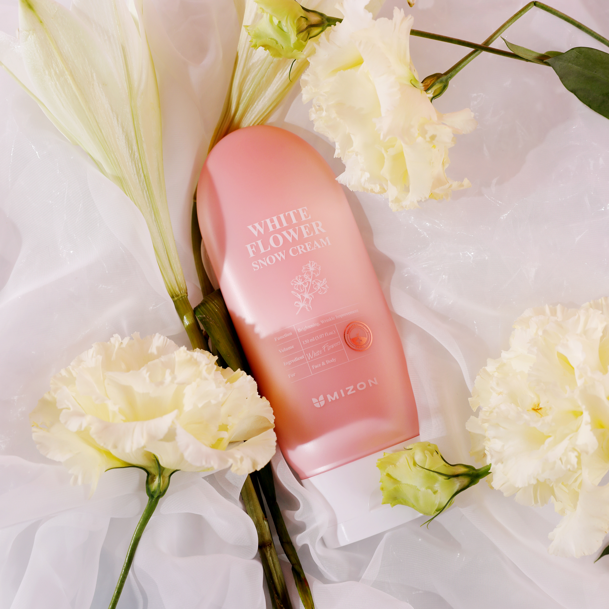 미즈온 화이트 플라워 스노우 주름 미백 톤업 크림 150ml - 상세 이미지 4