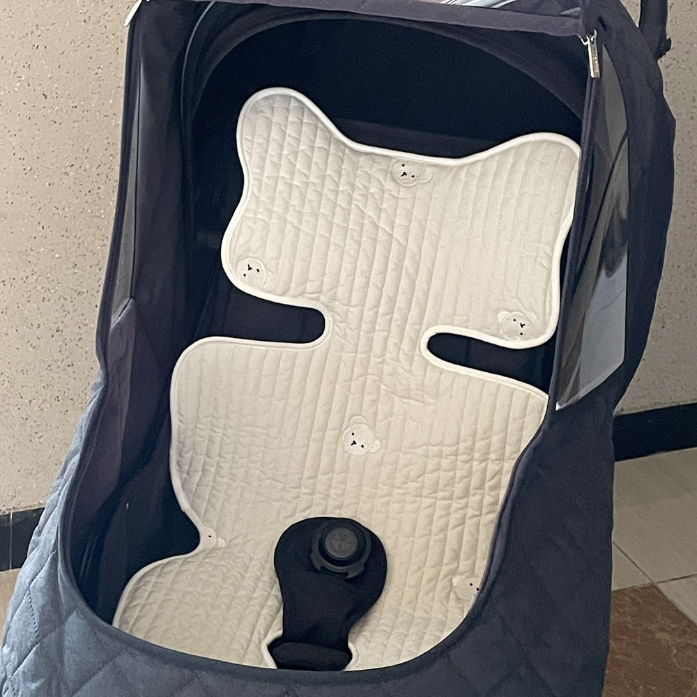 꿈두부 누빔 자수 유모차 라이너 매쉬 통풍 카시트 라이너