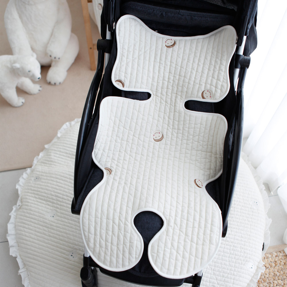 꿈두부 누빔 자수 유모차 라이너 매쉬 통풍 카시트 라이너