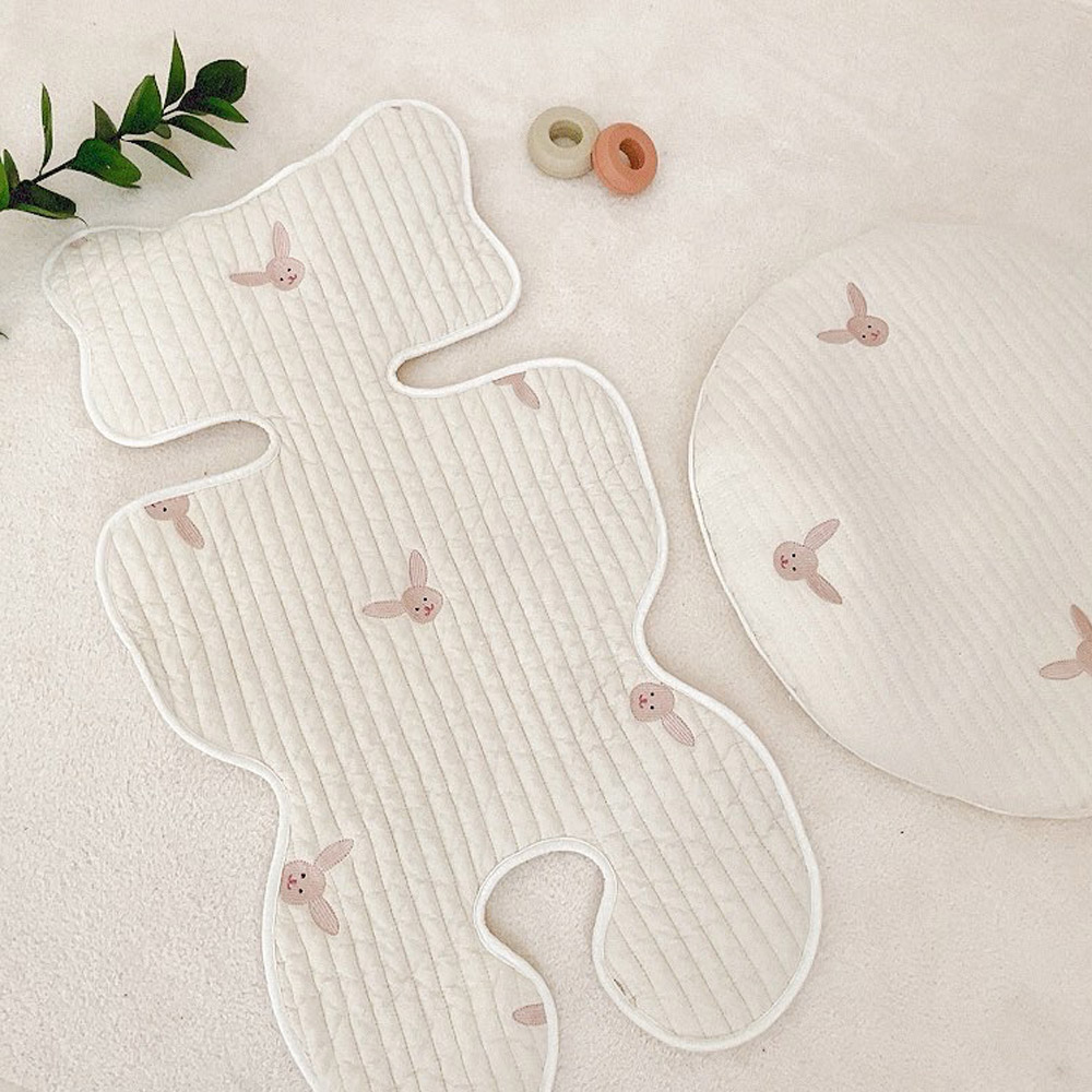 꿈두부 누빔 자수 유모차 라이너 매쉬 통풍 카시트 라이너