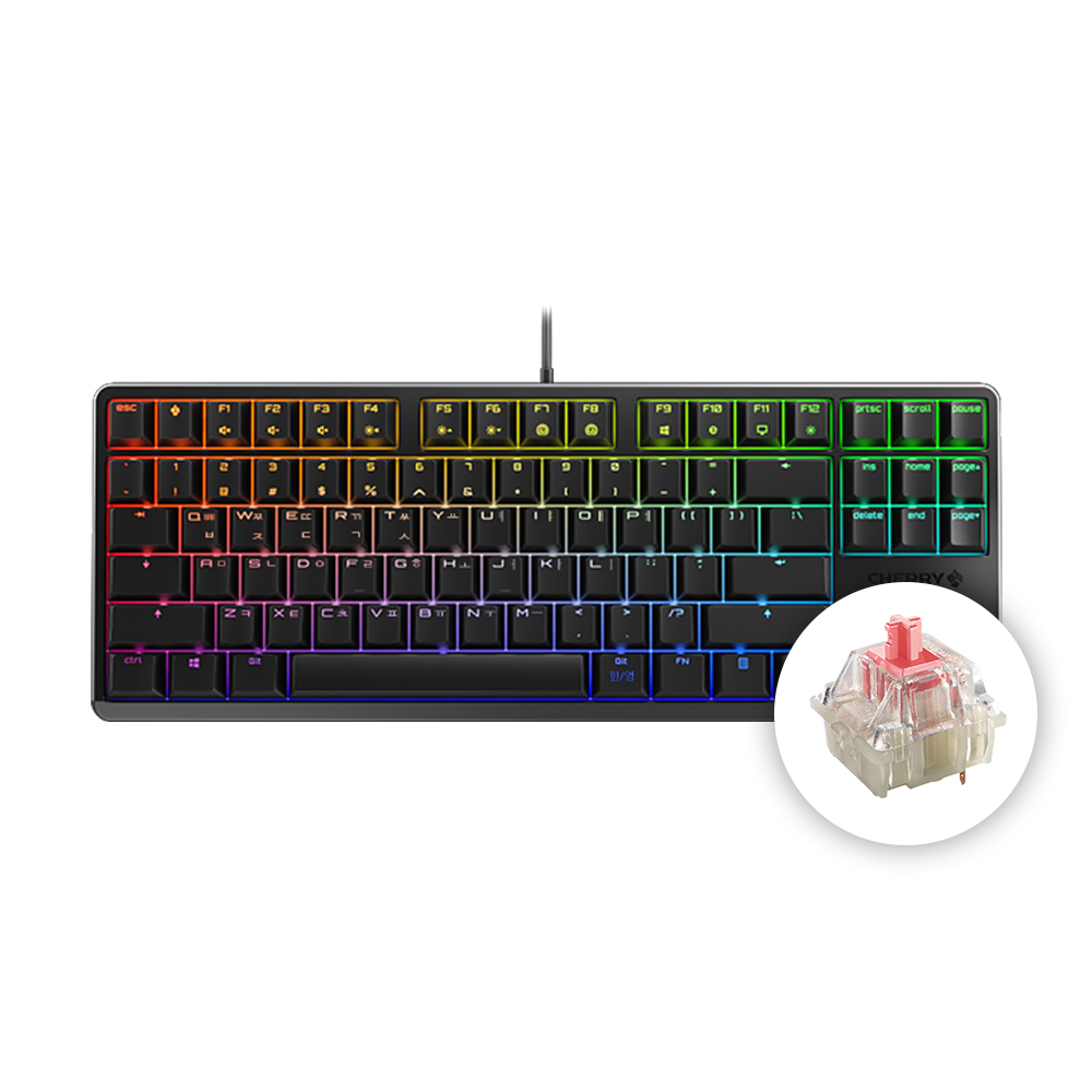 체리 G80-3000S TKL RGB 기계식 키보드 사무용 텐키리스 블랙, 저소음 적축 - 상품 이미지