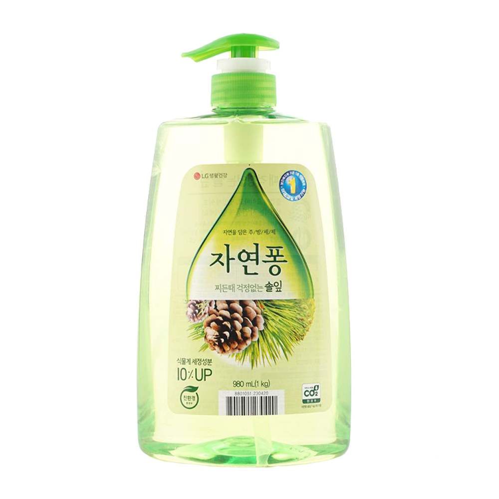 자연퐁 솔잎 용기 980ml 1종 주방세제 베이킹소다함유 비건인증 야채 과일 식기 젖병 세척 세제 - 상품 이미지