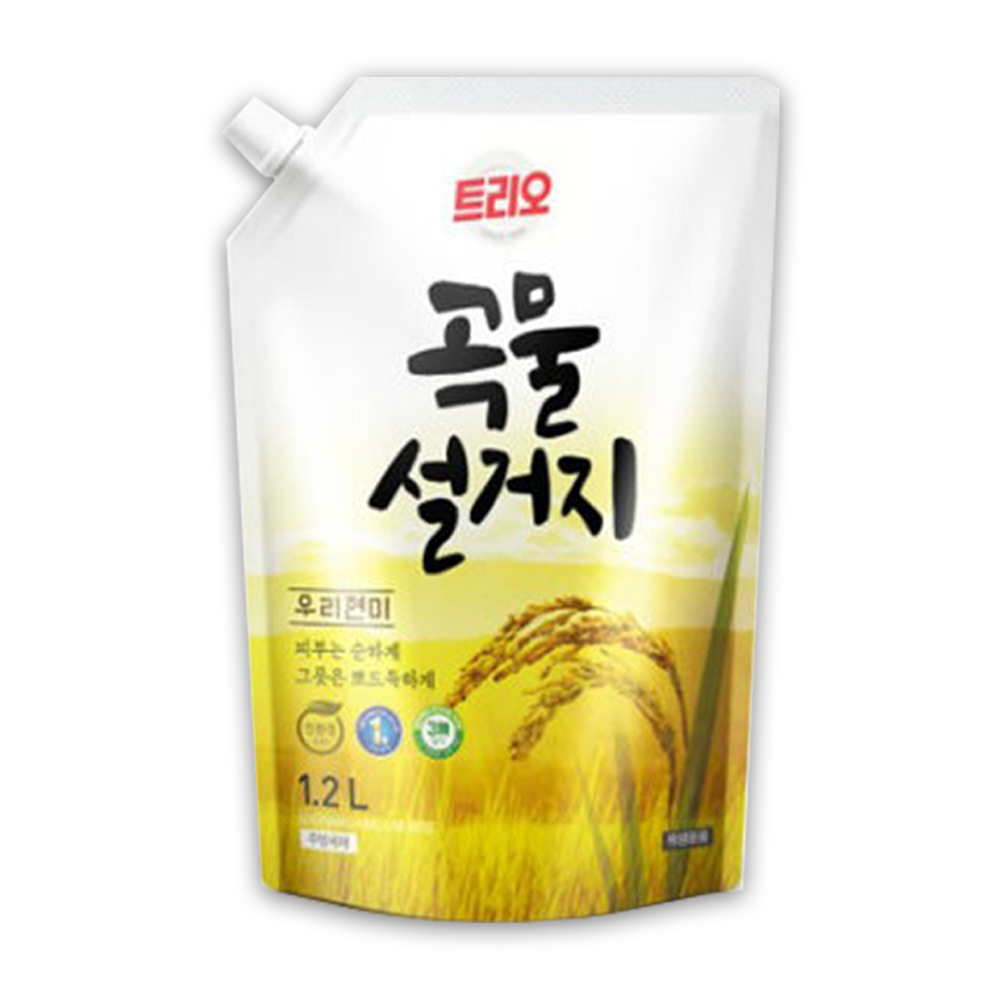 트리오 곡물설거지 우리현미 리필 1.2L 1종 주방세제 야채 과일 식기 조리기구 세척 설거지 세제 - 상품 이미지