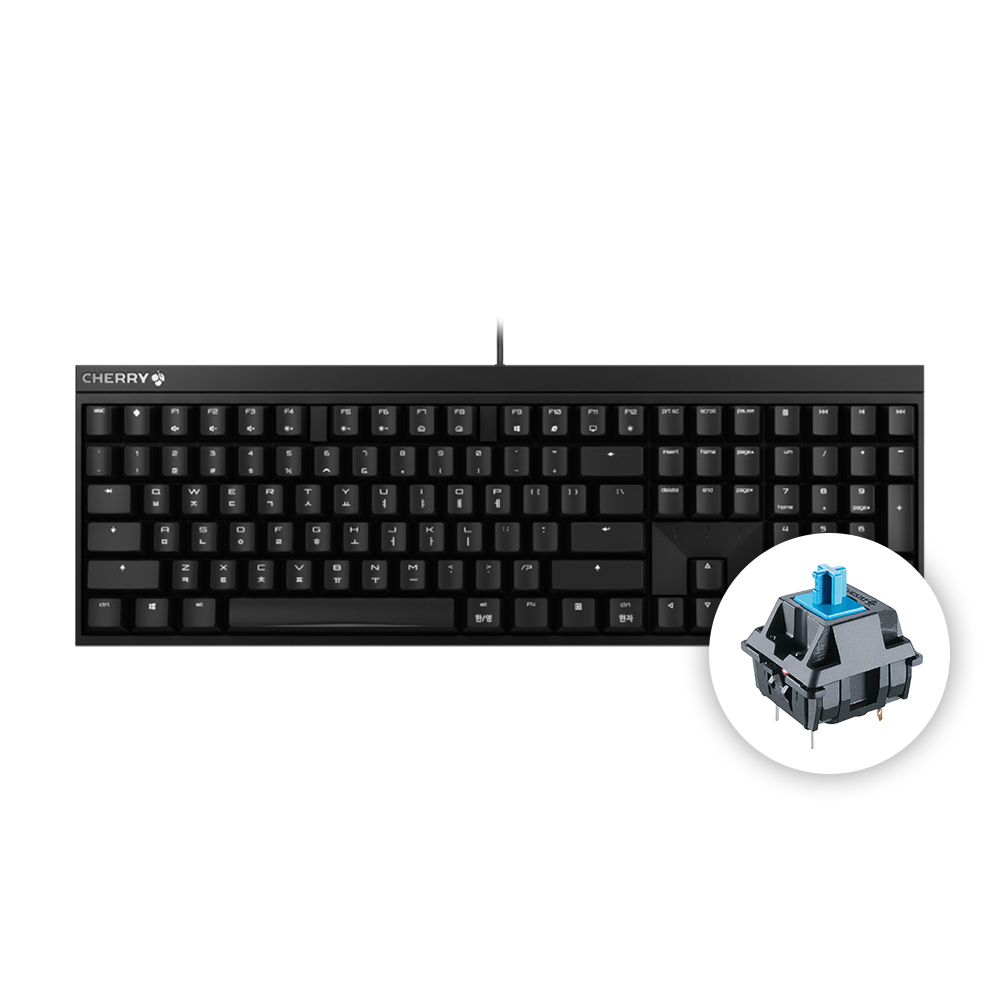체리 MX 2.0S 기계식 키보드 사무용 저소음 풀배열 블랙, 청축 - 상품 이미지