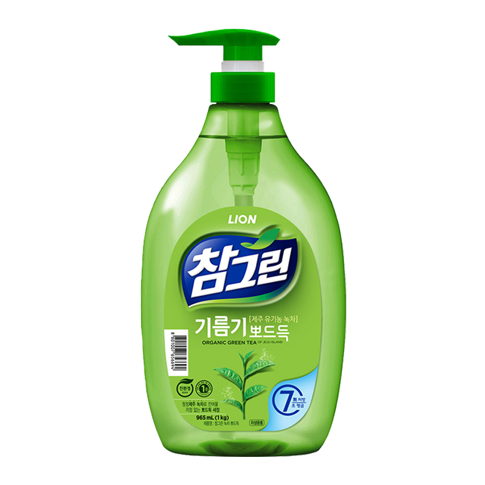 참그린 녹차 기름기 뽀드득 용기 1kg 1종 주방세제 야채 과일 식기 조리기구 세척 설거지 세제 - 상품 이미지