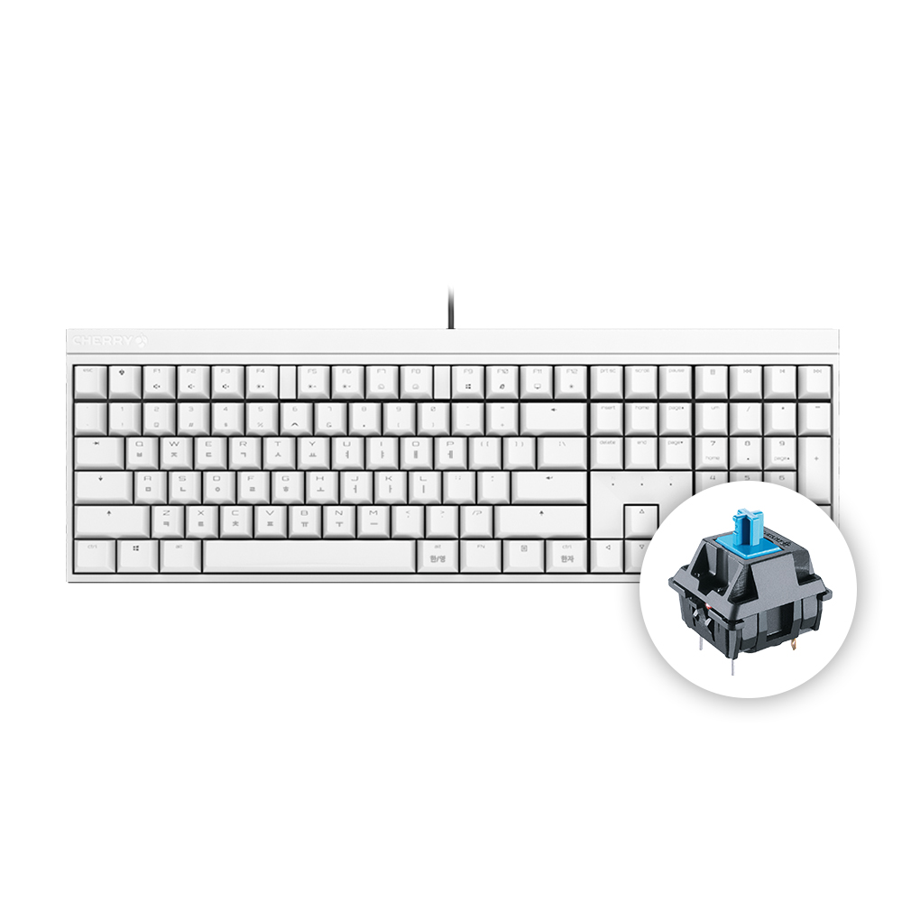 체리 MX 2.0S 기계식 키보드 사무용 저소음 풀배열 화이트, 청축 - 상품 이미지