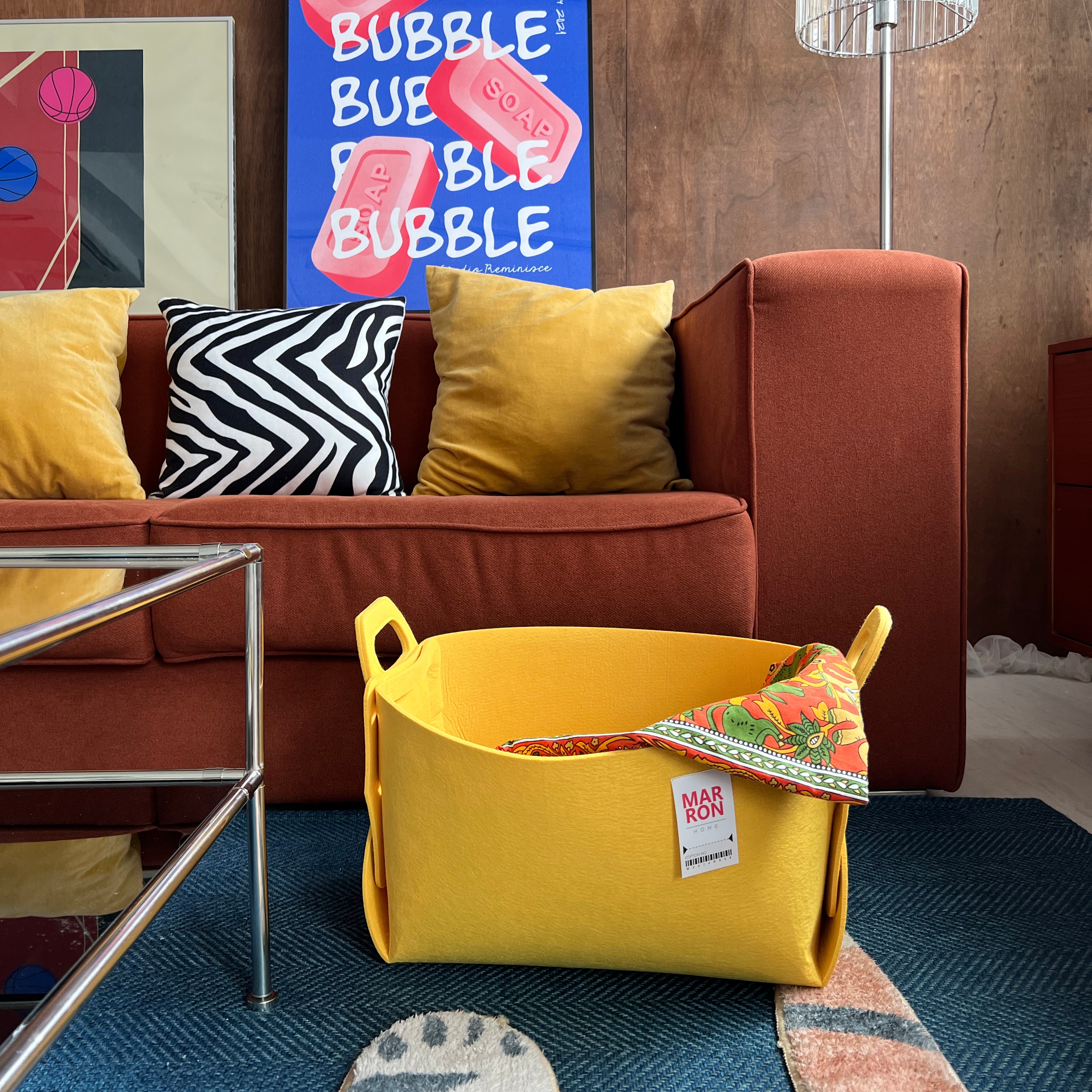 마롱즈 펠트 접이식 수납 바구니 / 장난감 바구니 / 패브릭 바구니 S