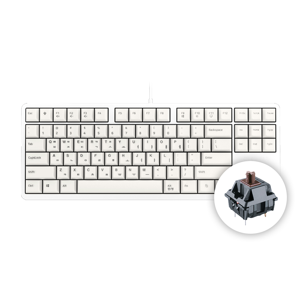 체리 G80-3000S TKL 기계식 키보드 사무용 게이밍 텐키리스 화이트, 갈축 - 상품 이미지