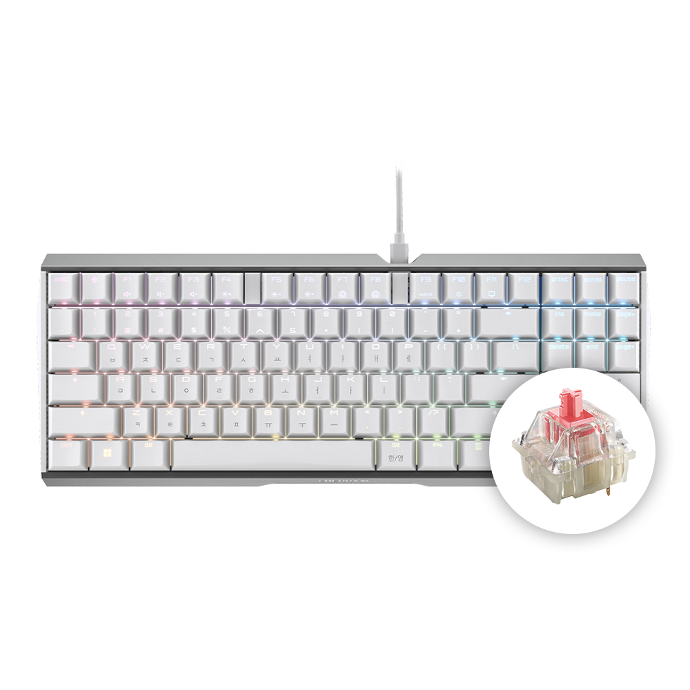 체리 MX 3.0S TKL RGB 기계식 키보드 사무용 게이밍 텐키리스 화이트, 저소음 적축 - 상품 이미지