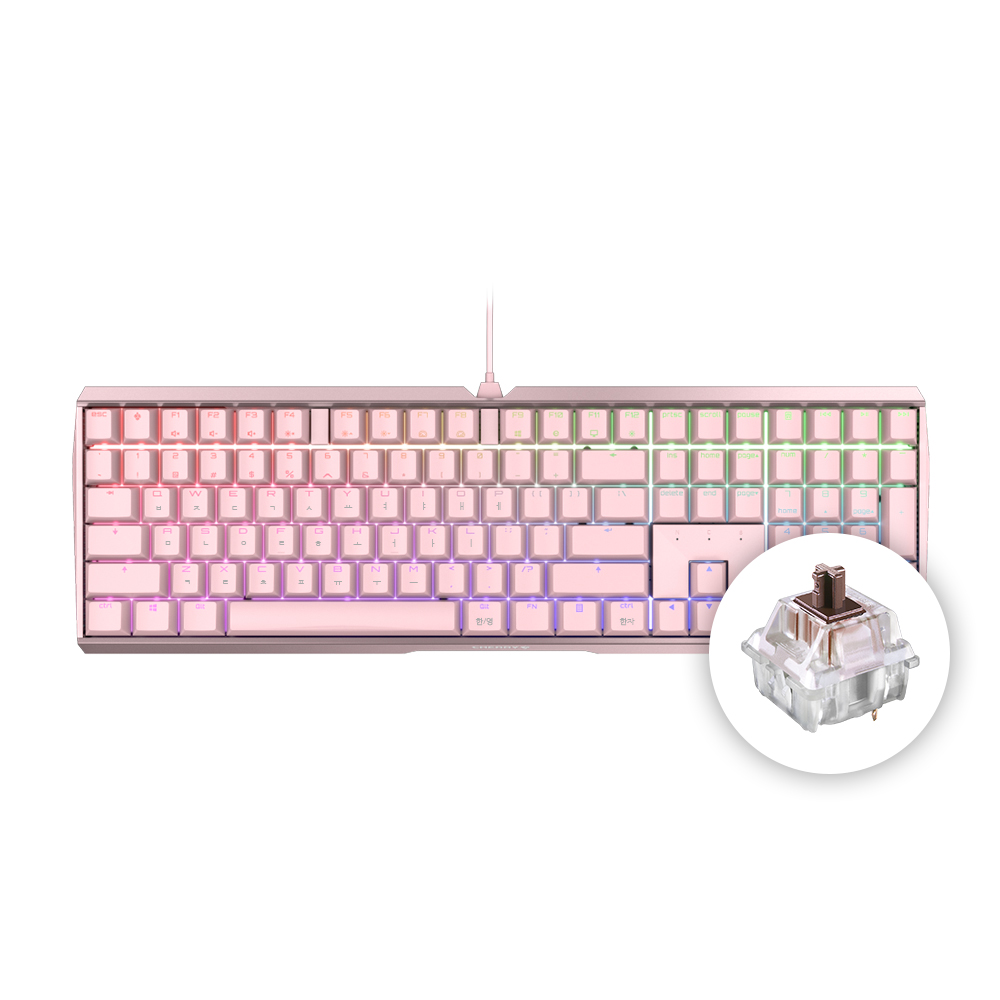 체리 MX 3.0S RGB 기계식 키보드 풀배열 사무용 핑크, 갈축 - 상품 이미지