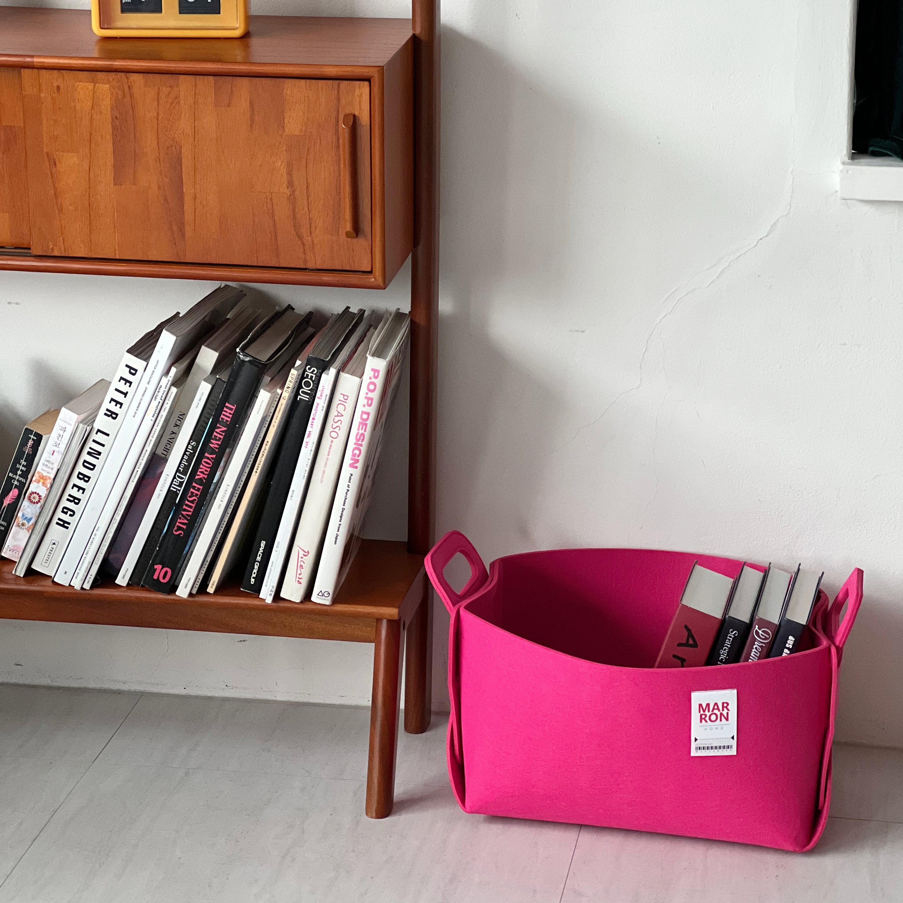 마롱즈 펠트 접이식 수납 바구니 / 장난감 바구니 / 패브릭 바구니 S