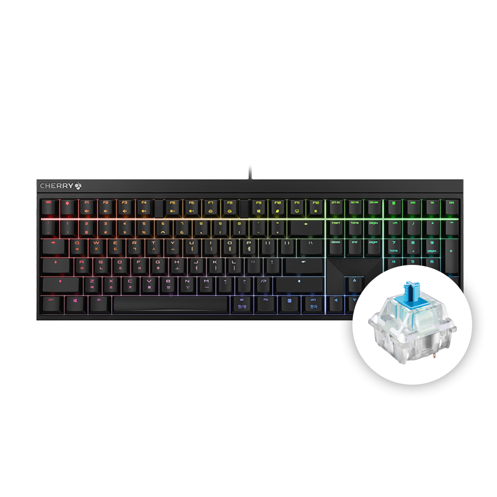 체리 MX 2.0S RGB 기계식 키보드 사무용 풀배열 블랙, 청축 - 상품 이미지