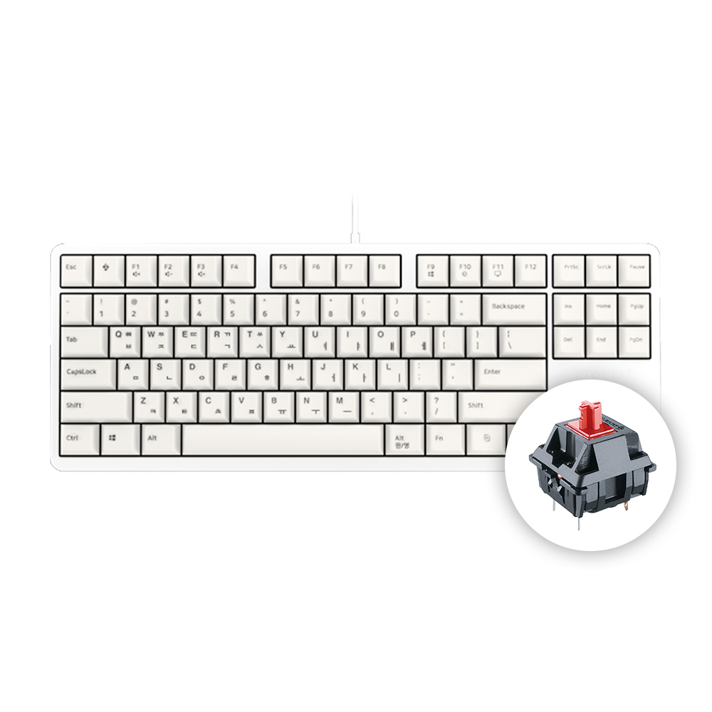 체리 G80-3000S TKL 기계식 키보드 사무용 게이밍 텐키리스 화이트, 적축 - 상품 이미지