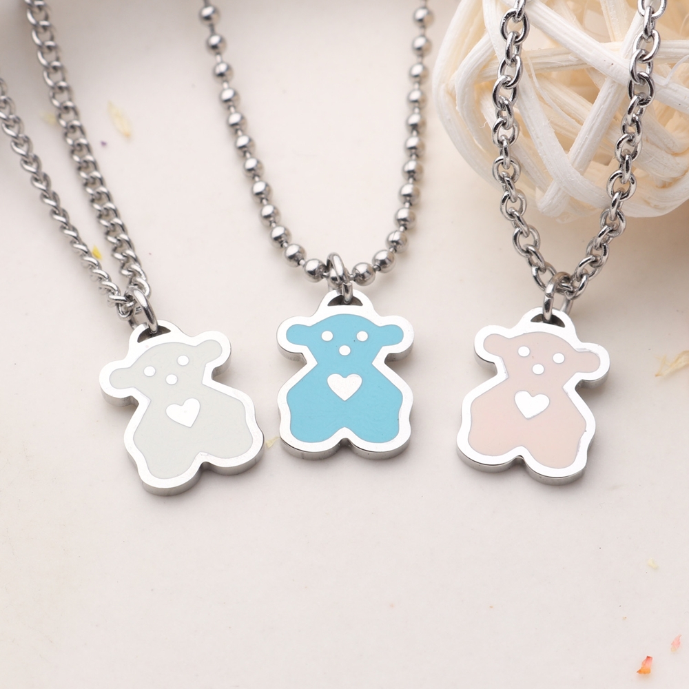 아기곰 친구들 써지컬스틸 미아방지 목걸이 아기 유아 어린이