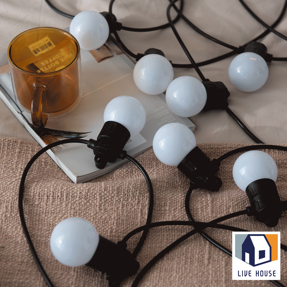 LED 일체형 줄조명 파티라이트 캠핑전구 야외조명 6.5m 7구 USB타입