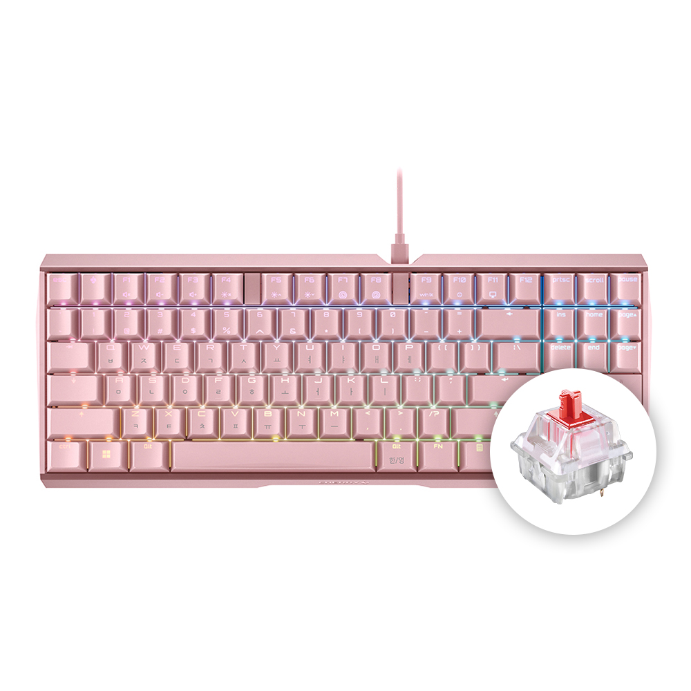 체리 MX 3.0S TKL RGB 기계식 키보드 사무용 게이밍 텐키리스 핑크, 적축 - 상품 이미지