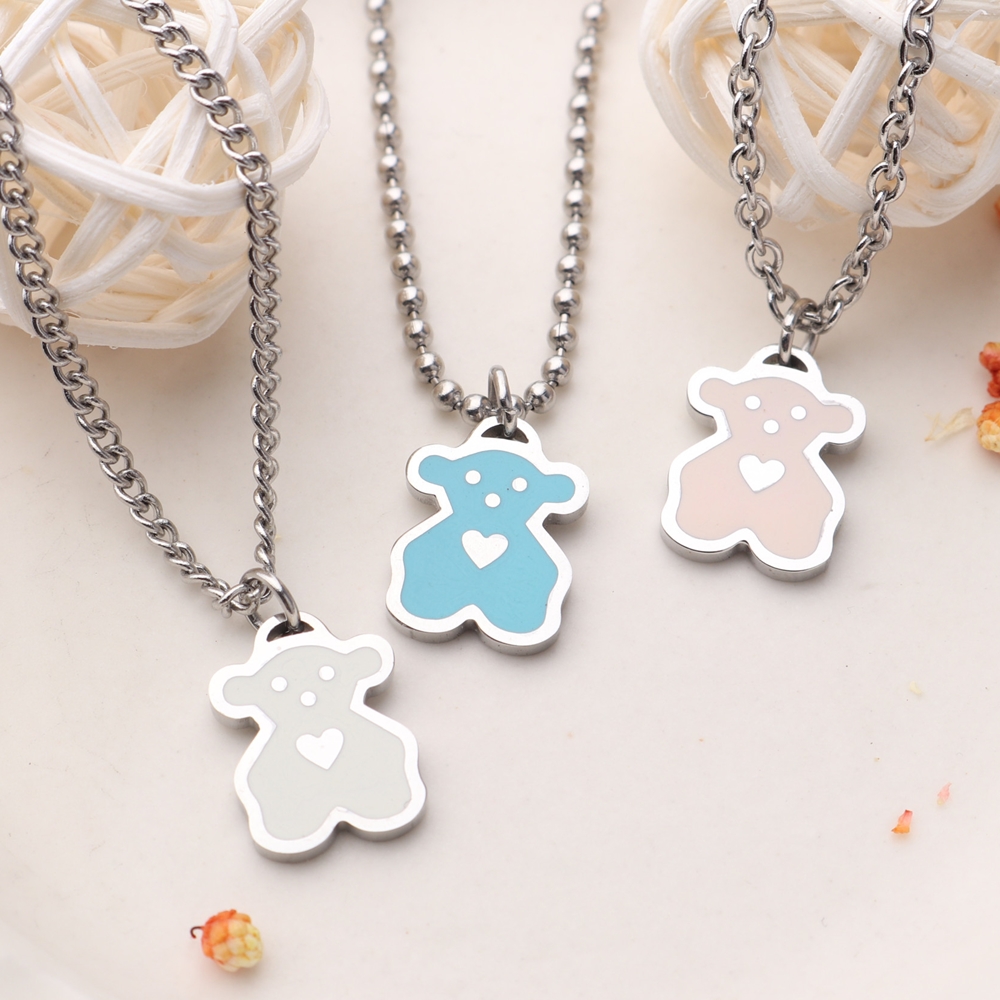 아기곰 친구들 써지컬스틸 미아방지 목걸이 아기 유아 어린이