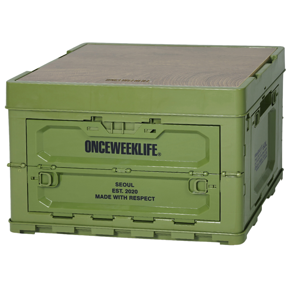 원스위크라이프 캠핑 접이식 멀티 오픈 형 수납 정리 함 대형 폴딩 박스 60L, 카키