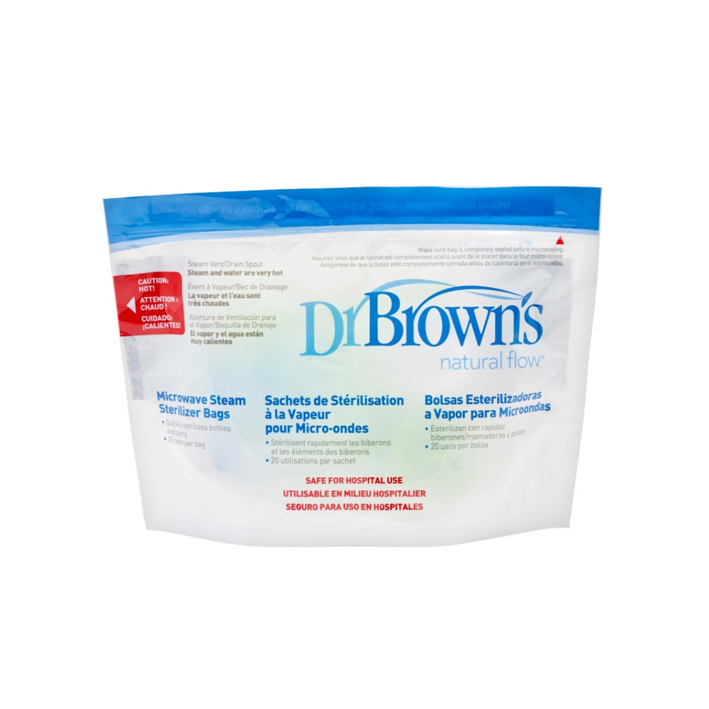 닥터브라운 젖병 전자레인지 소독백 간편소독 효자템 5개입 100회 젖병살균기