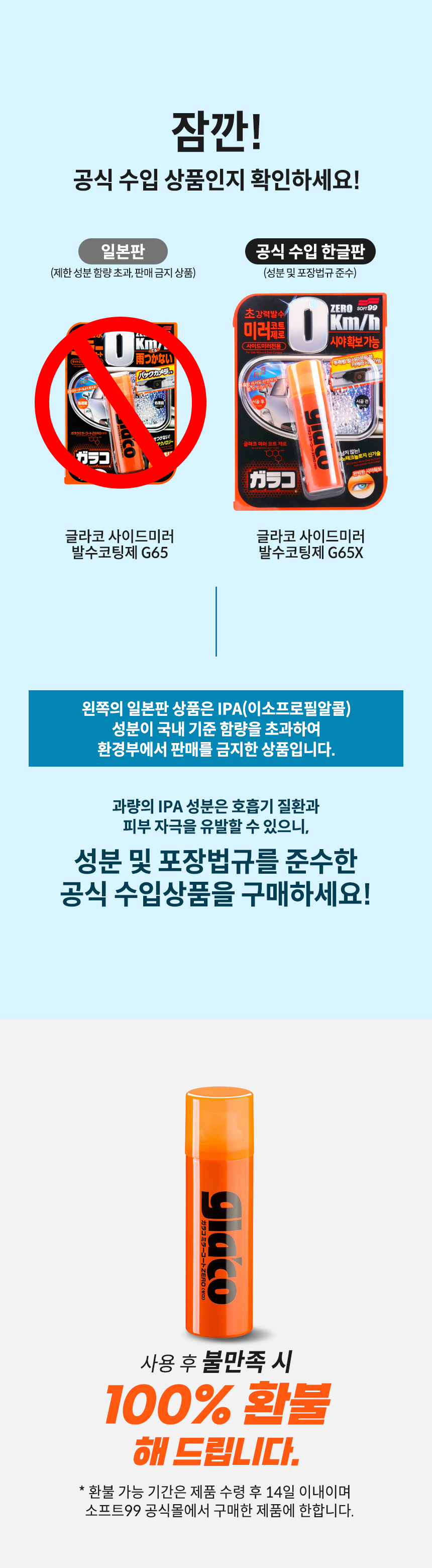 디테일링박스 - 소프트99 글라코 사이드 미러 자동차 유리 발수 코팅제