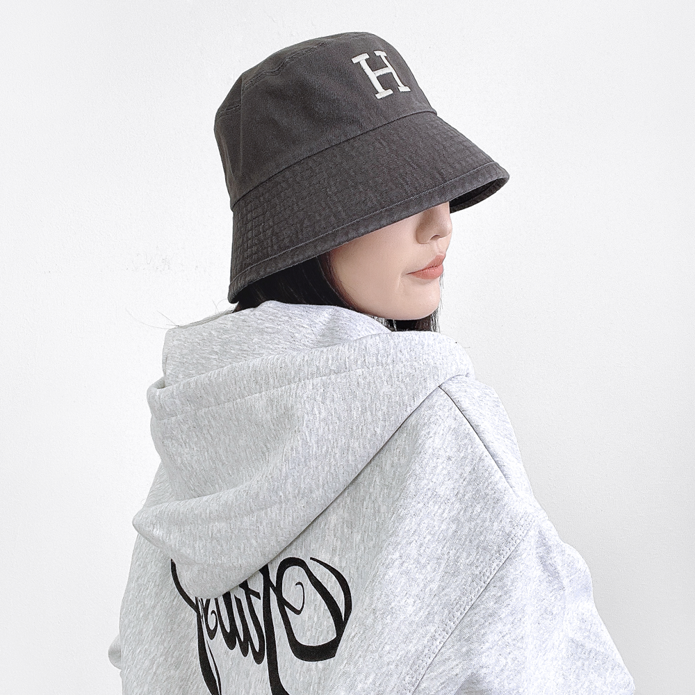 H 워시드 오버사이즈 남자 여자 벙거지모자 버킷햇