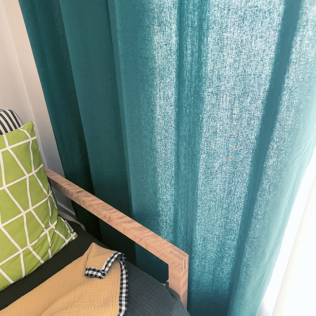 린넨 아이방 커튼 - 청록 S -130x150