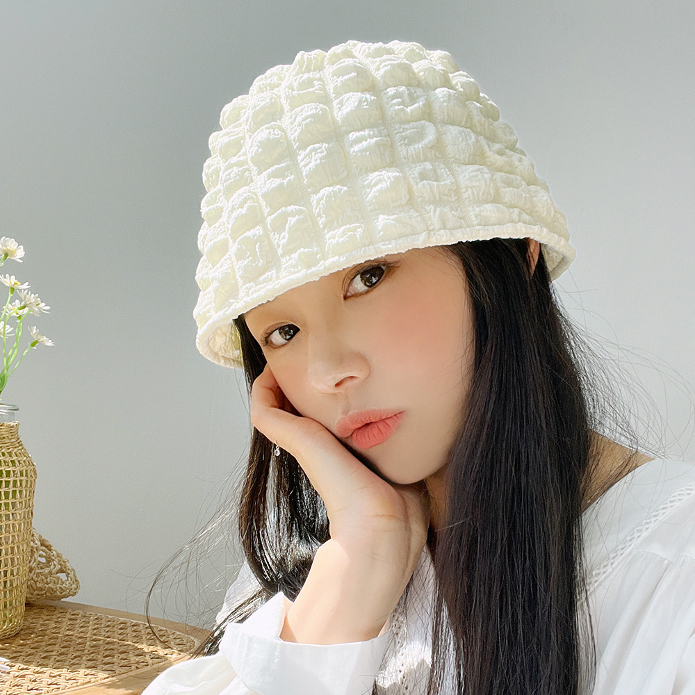 여름 플리츠 엠보 숏 주름 벙거지 링클 버킷햇 - 상세 이미지 2