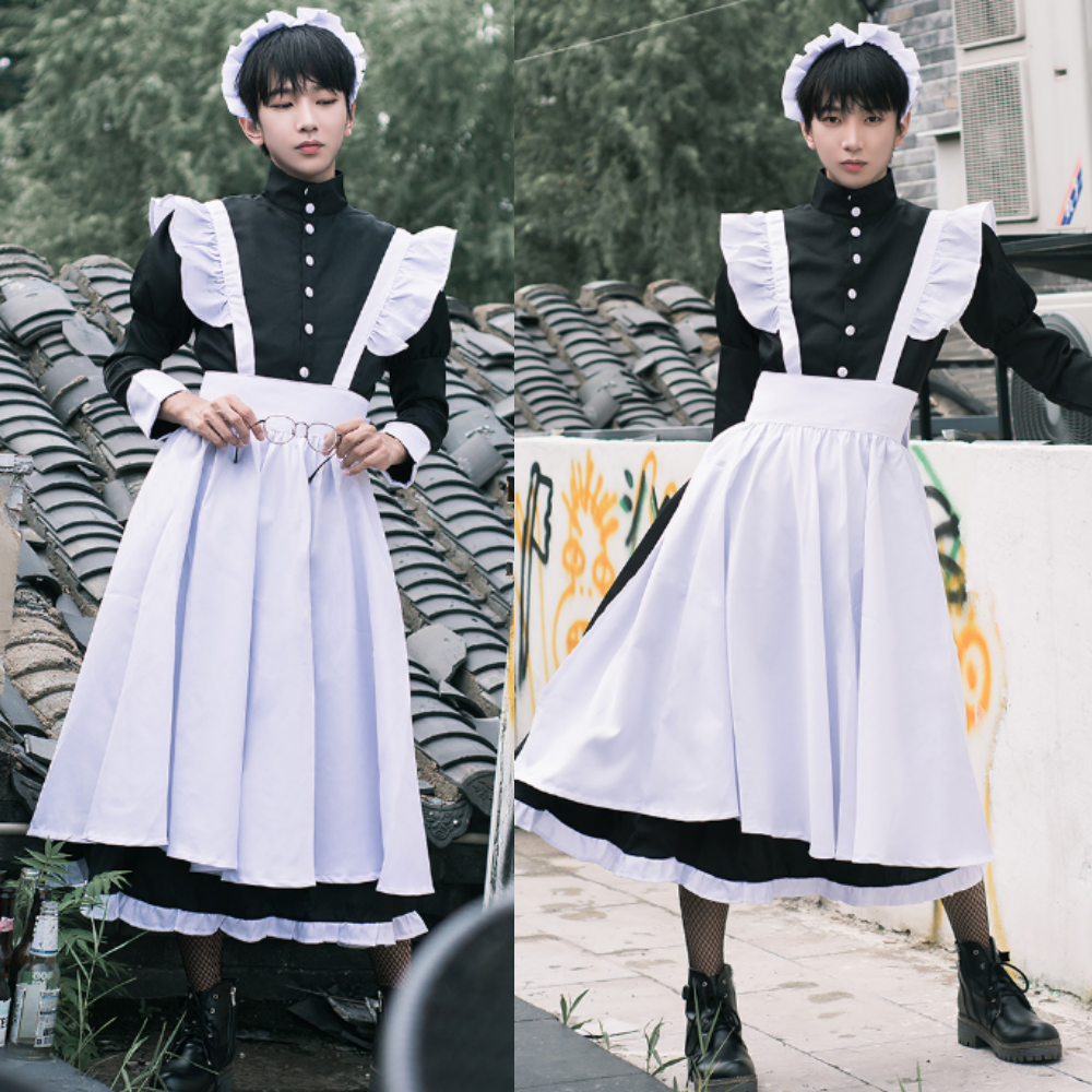 남자메이드복 남성메이드복 남자코스프레의상 빅사이즈 할로윈 졸업사진컨셉 기본형긴팔 상세 이미지 2