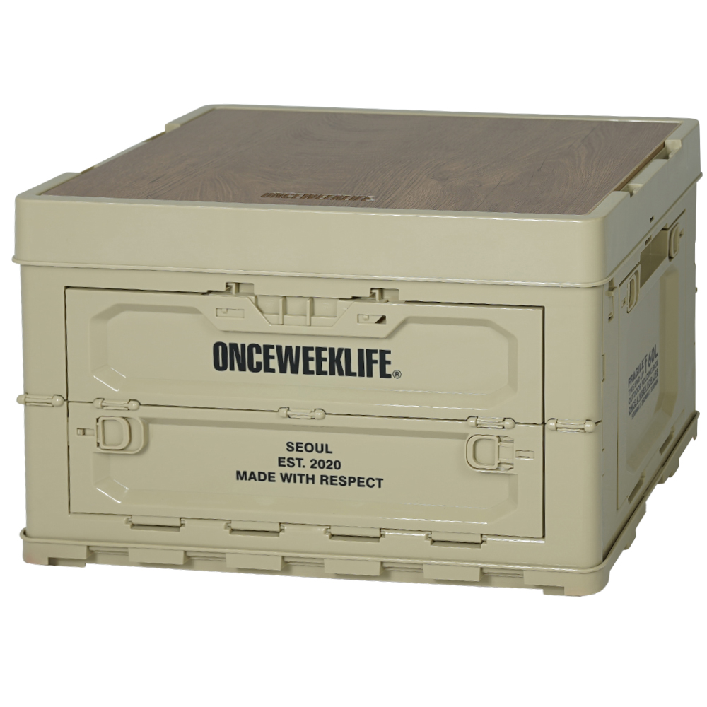 원스위크라이프 캠핑 접이식 멀티 오픈 형 수납 정리 함 대형 폴딩 박스 60L, 베이지