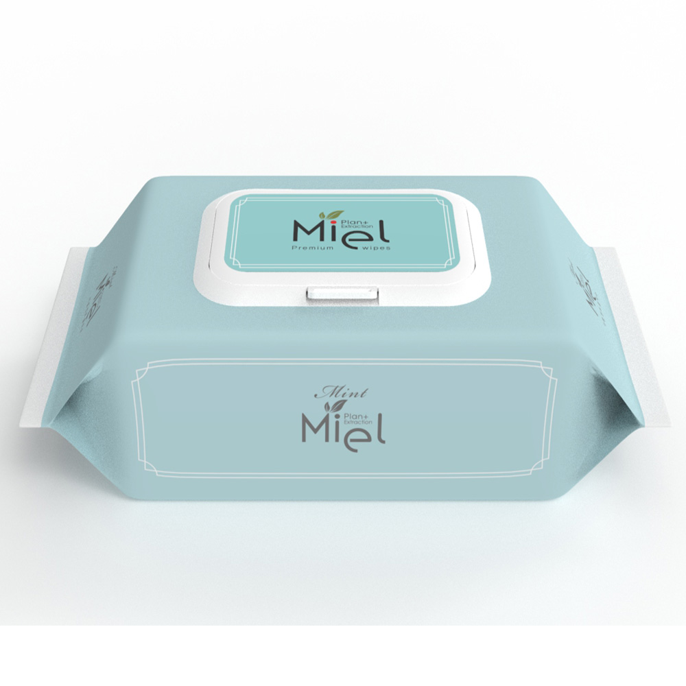 미엘 민트 물티슈 100매 캡형 10팩 히알루론산 플레인 35g