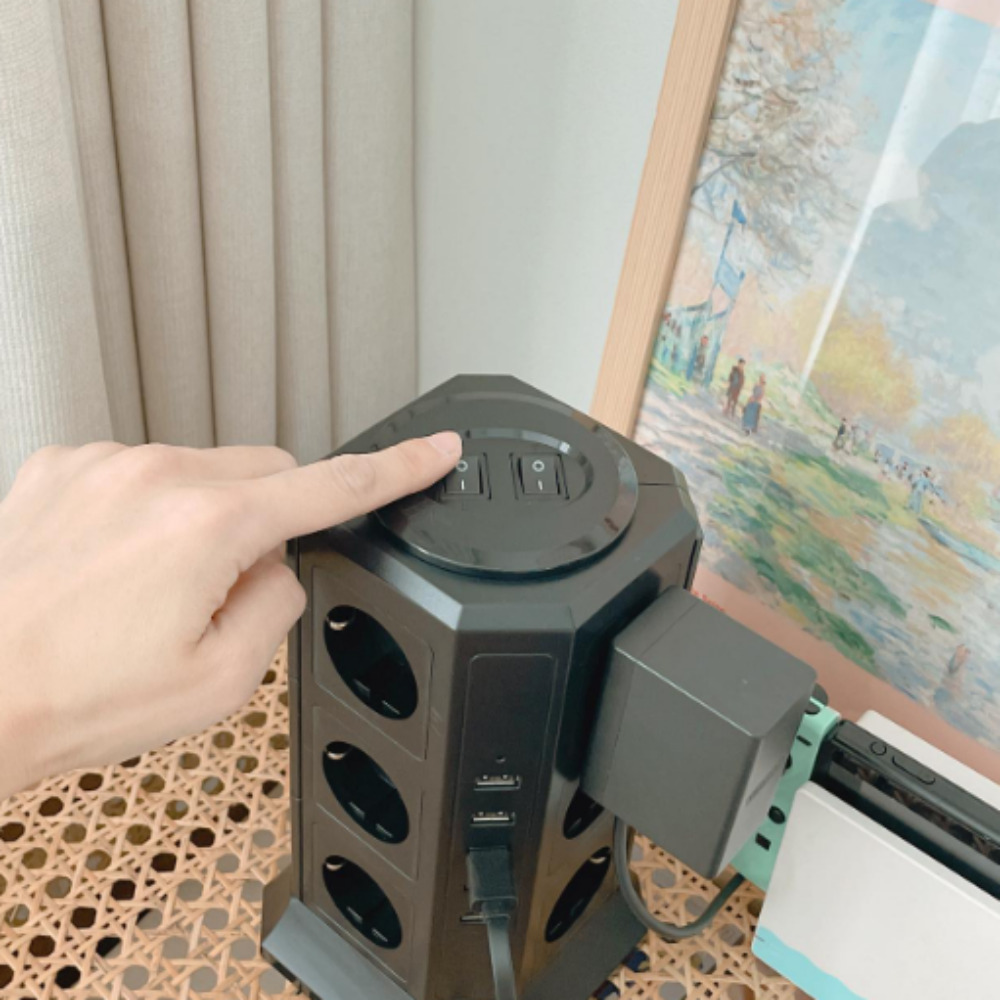 텔로 타워형 멀티탭 USB 충전 포함 17구  캠핑 큐브 멀티콘센트
