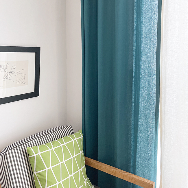 린넨 아이방 커튼 - 청록 S -130x150