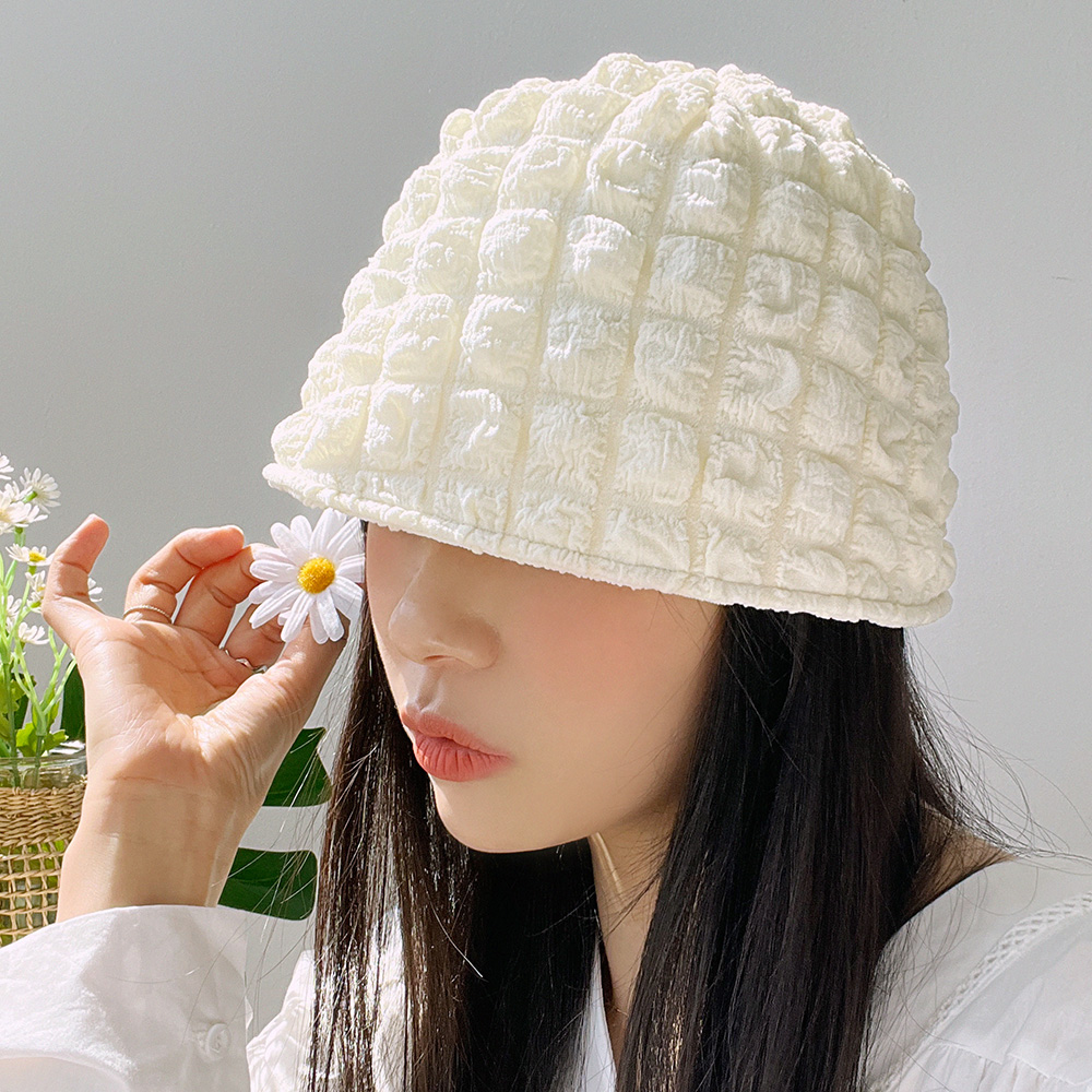 여름 플리츠 엠보 숏 주름 벙거지 링클 버킷햇 - 상품 이미지