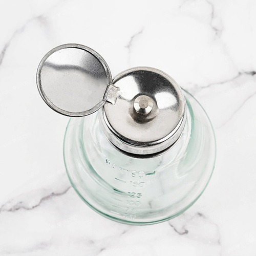 투명 유리멘다 펌핑 네일리무버용기 - 삼각 180ml : 네일존
