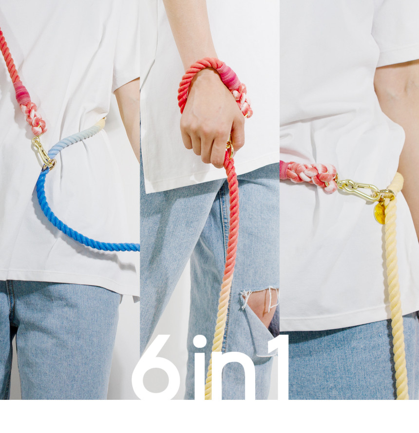 개님의상점 핸즈프리 레인보우 6 in 1 순면 로프 리드줄 상세 이미지 4
