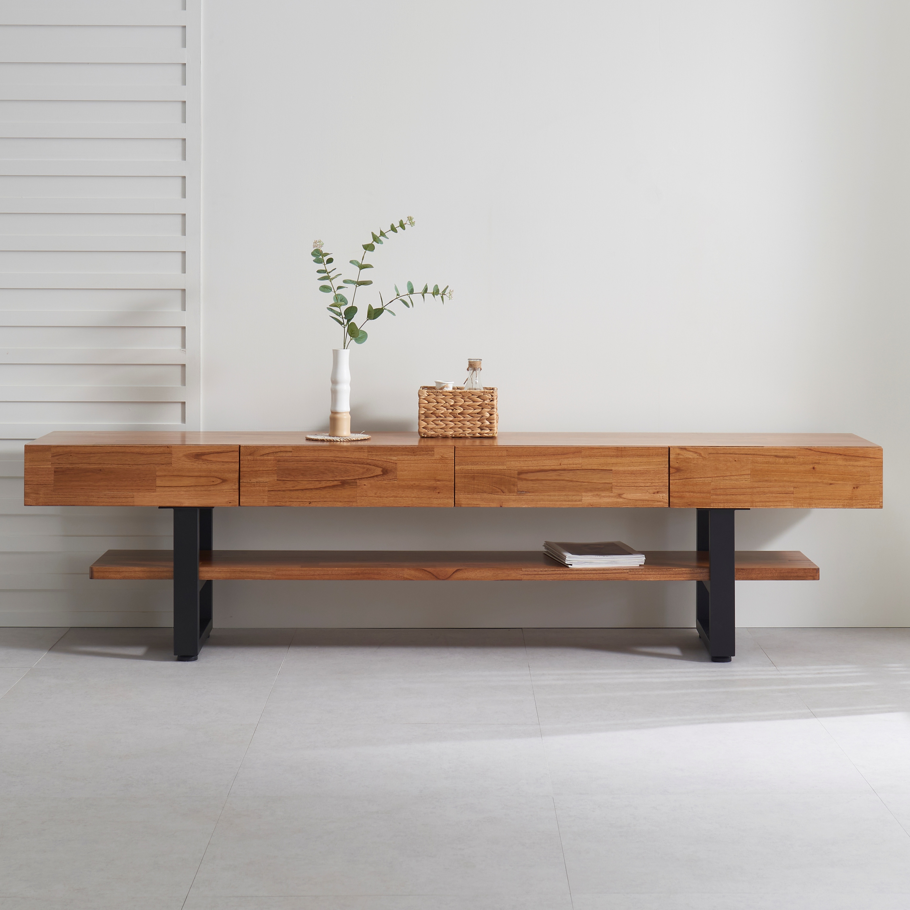 웨스트포트 참죽 북유럽 원목거실장 티비다이 TV거실장 2100