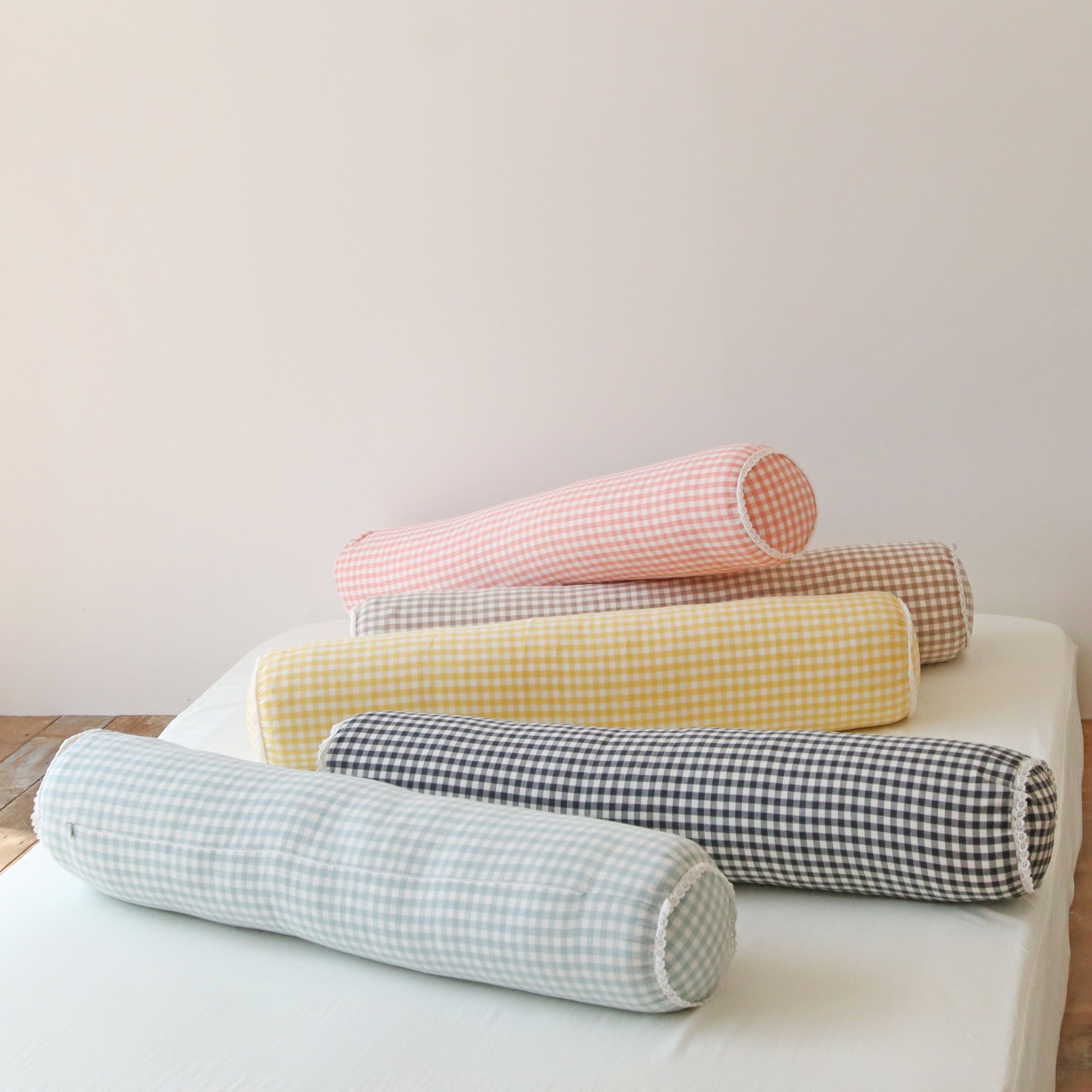 깅엄 체크 워싱 광목천 롱쿠션 안고자는 다리 베개 긴쿠션 바디필로우 커버