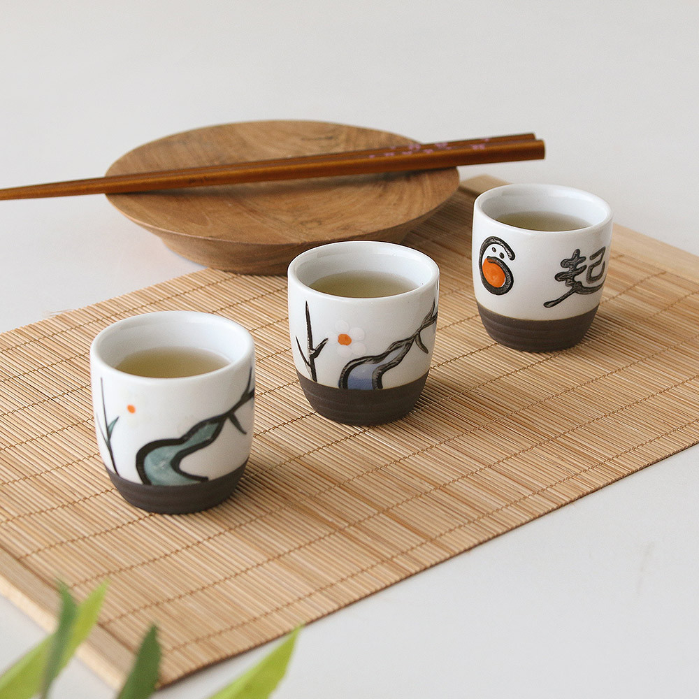 일본 감성 혼술 도자기 미니 예쁜 술 사케 고량주 정종 막걸리 소주잔 자연(블루)