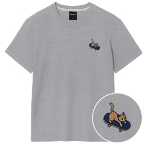 옥스타 남녀공용 보드냥 자수 반팔티 착용 후기 | 사이즈/핏 총정리 - 상품 이미지 2