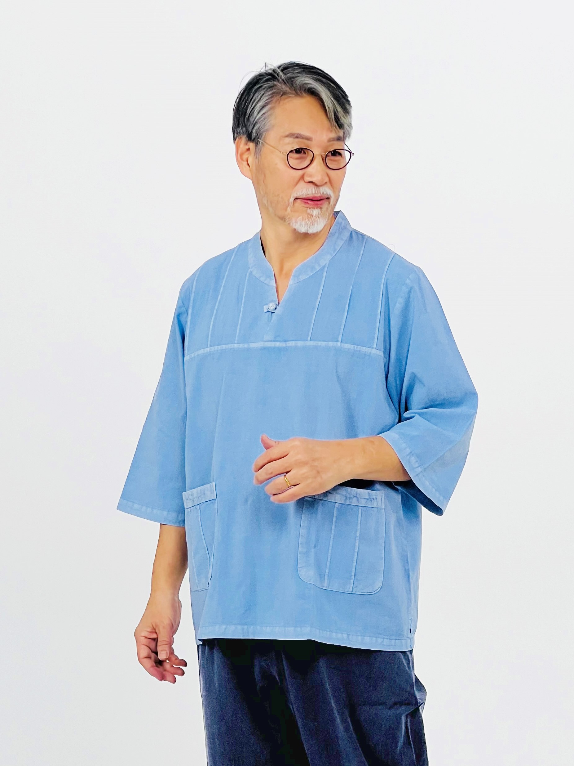 7부 살창 목단추 여름 남자 생활한복 남성 개량 한복 저고리 바지 단품 - 상세 이미지 4