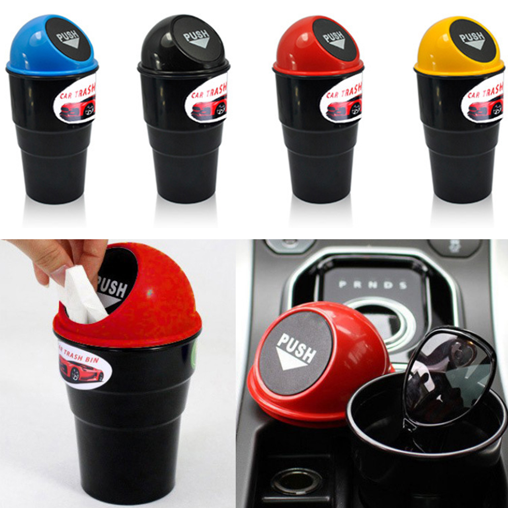 PUSH 쓰레기통 컵형 차량용 휴지통 홀더 캠핑 클립형 뒷자석 앞좌석 수납함 걸이 홀더