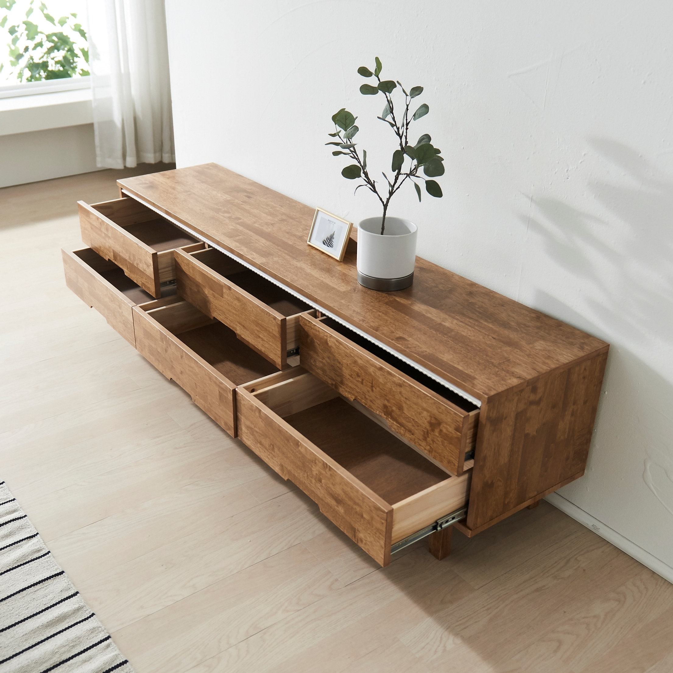 브루아 고무나무 원목거실장 티비다이 TV거실장 1500