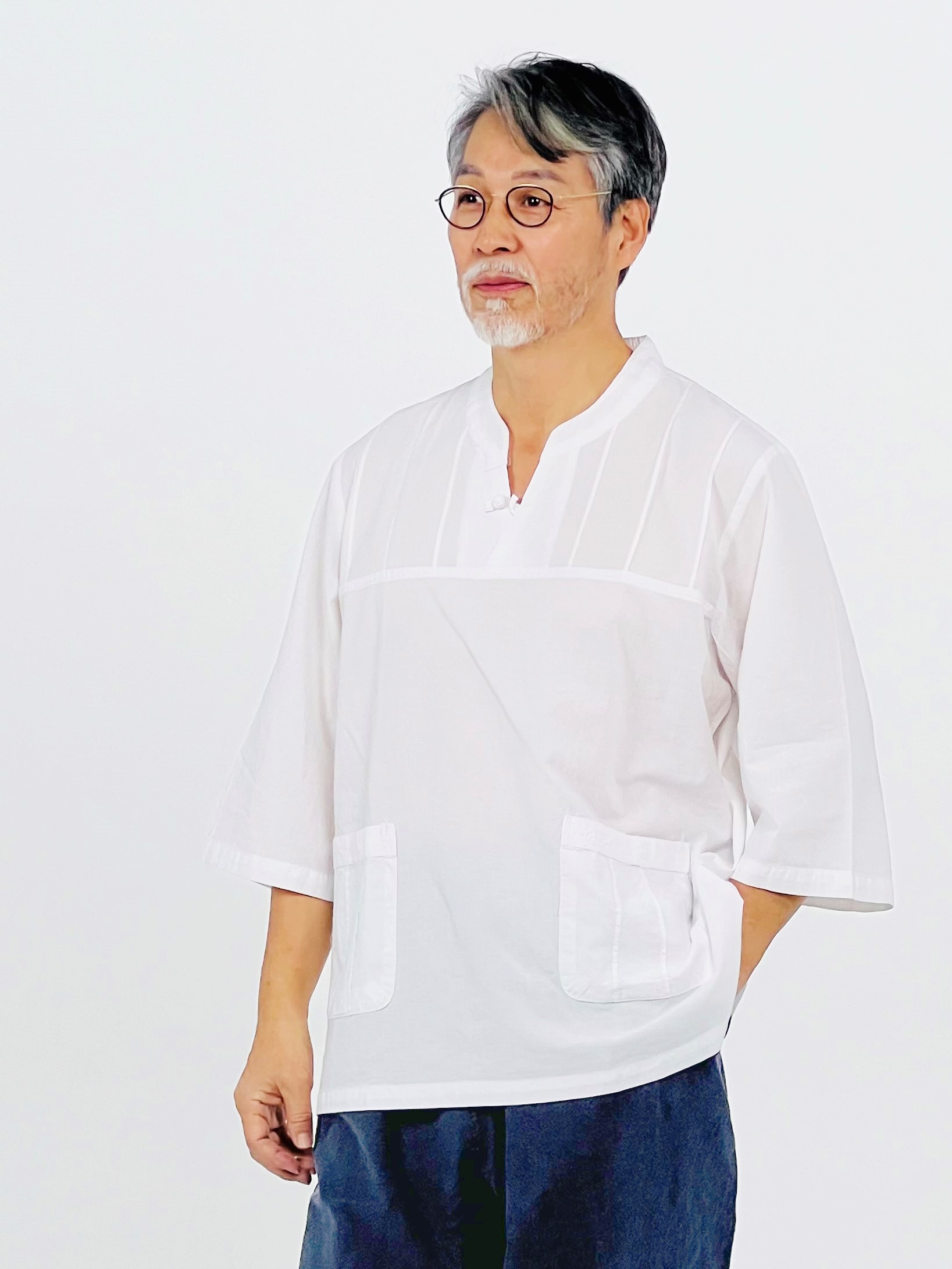 7부 살창 목단추 여름 남자 생활한복 남성 개량 한복 저고리 바지 단품 - 상세 이미지 3